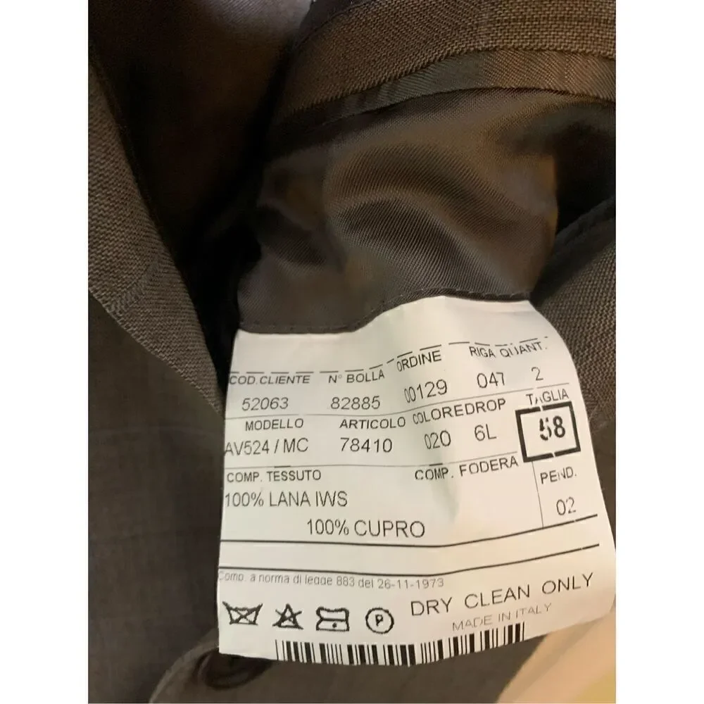 Loro Piana wool blazer suit jacket brown pattern men's size 58